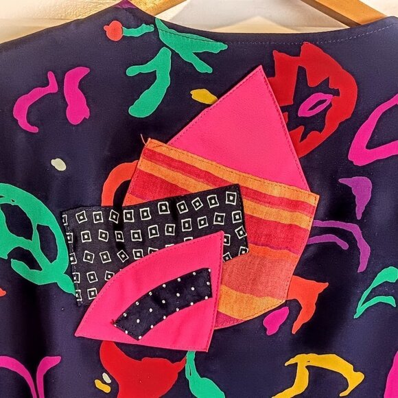 Canvasbacks Lutton & Horsfield Multicolor Abstract Patchwork Silk Cardigan - Picture 4 of 7